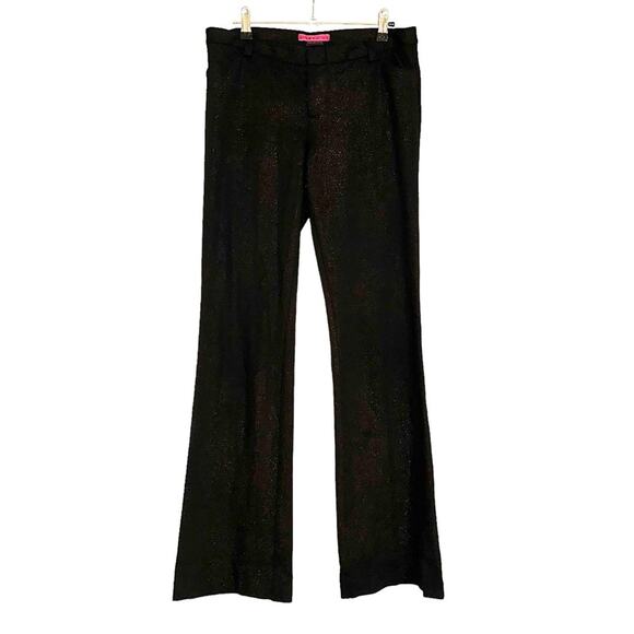 Alice + Olivia Black Glitter Wide Leg Trousers - Picture 1 of 7